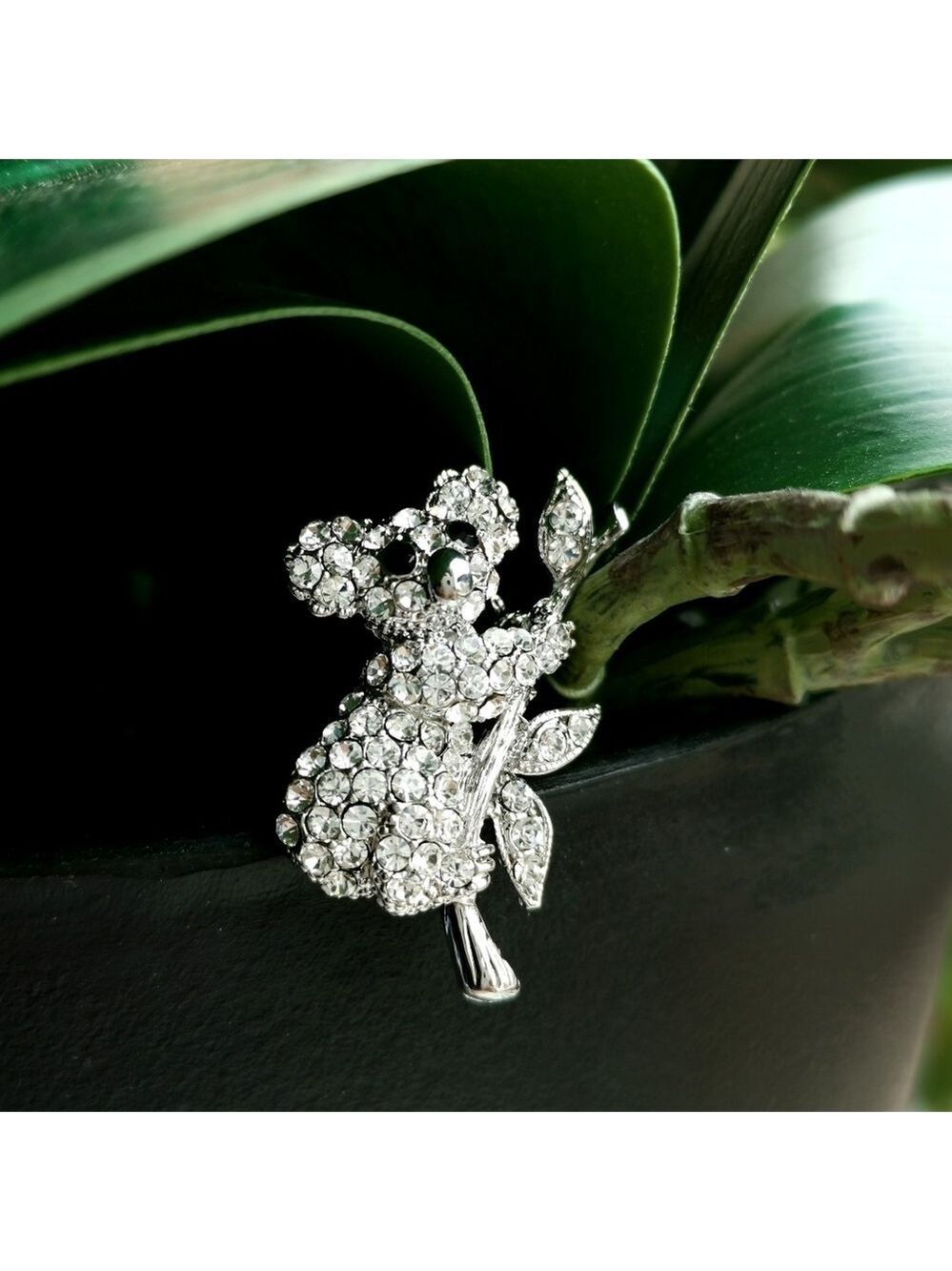 Silver crystal koala bear brooch pin 🆕